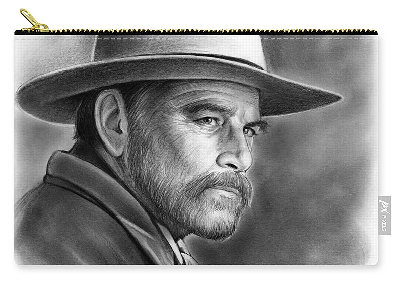 Franco Nero Zip Pouch featuring the drawing Franco Nero by Greg Joens