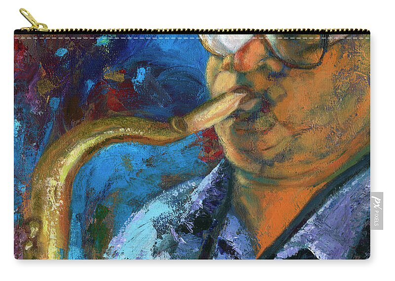 Portrait Zip Pouch featuring the painting Frankie Scott-Extempore by Marlene Book