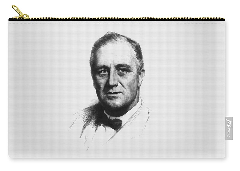 Franklin Roosevelt Zip Pouch featuring the painting Franklin Roosevelt by War Is Hell Store