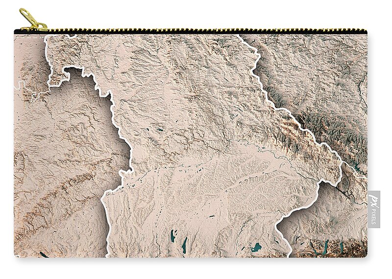 Bavaria Zip Pouch featuring the digital art Free State of Bavaria Germany 3D Render Topographic Map Neutral by Frank Ramspott