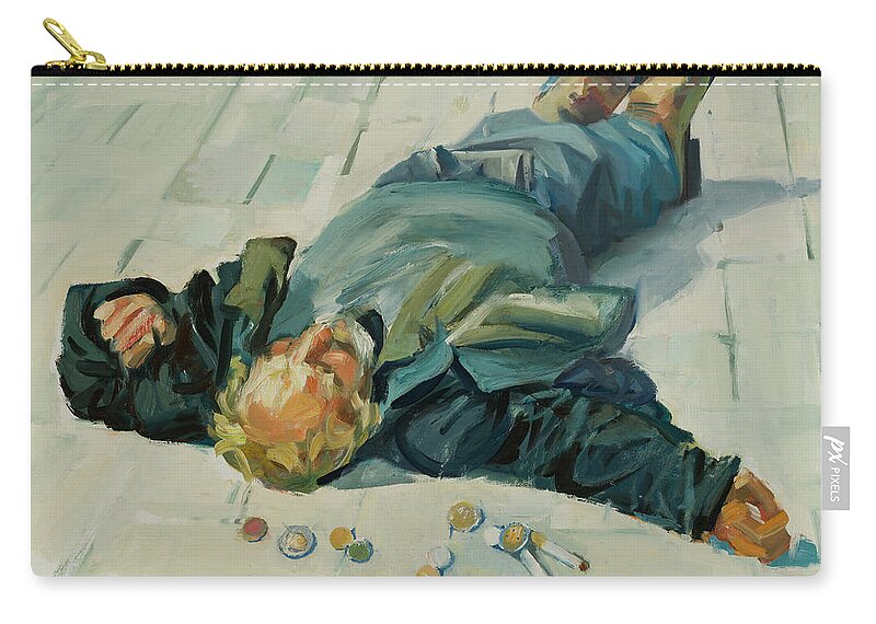 Beggar Zip Pouch featuring the painting Homeless #1 by Buron Kaceli