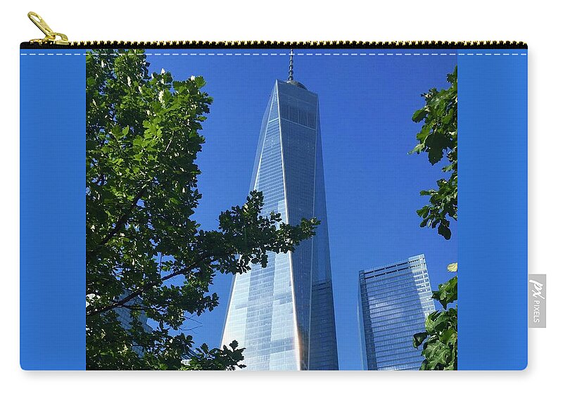 One World Observatory Zip Pouch featuring the photograph Freedom isn't Free by Beth Saffer