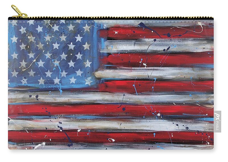 Flag Zip Pouch featuring the painting Freedom by Katia Von Kral