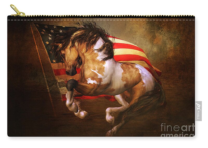 Freedom Zip Pouch featuring the digital art Freedom Run by Shanina Conway