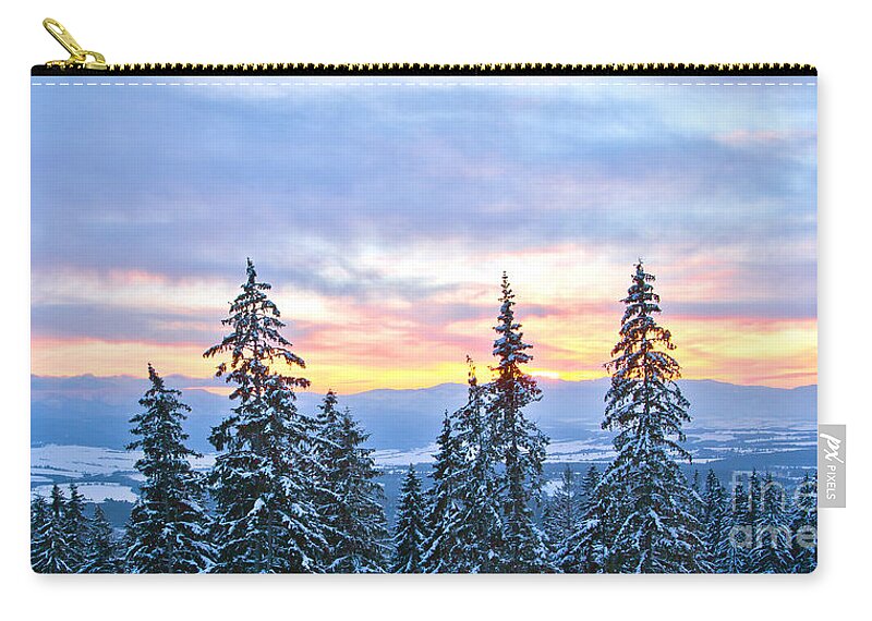 Hotel Panorama Resort Zip Pouch featuring the photograph Freezing Sunset 20 by Alex Art