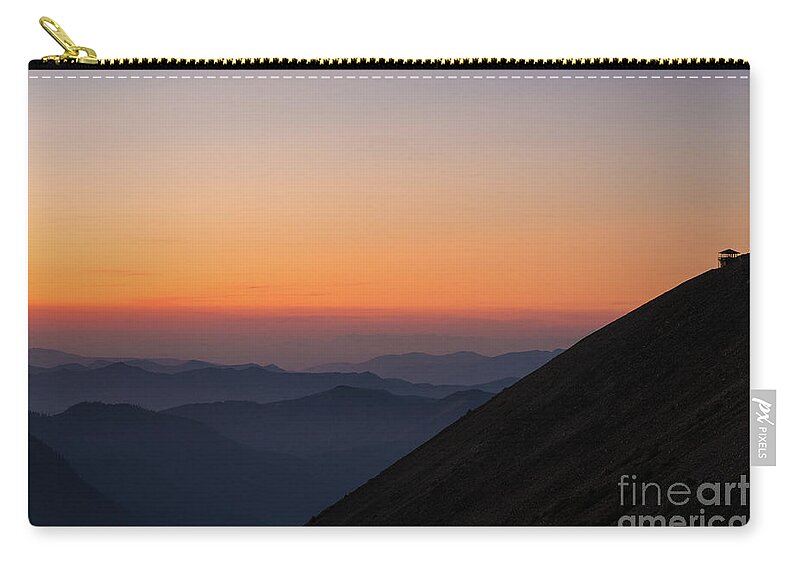 Mount Rainier National Park Zip Pouch featuring the photograph Fremont Lookout Sunset Layers Vision by Mike Reid