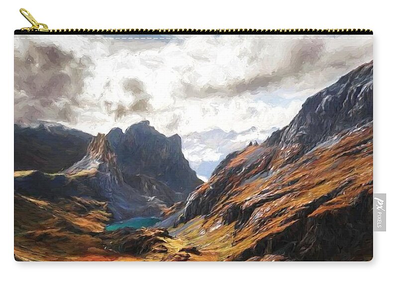 Landscape Zip Pouch featuring the digital art French Alps by Charmaine Zoe