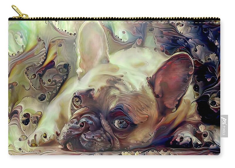 French Bulldog Zip Pouch featuring the digital art French Bulldog Puppy by Peggy Collins