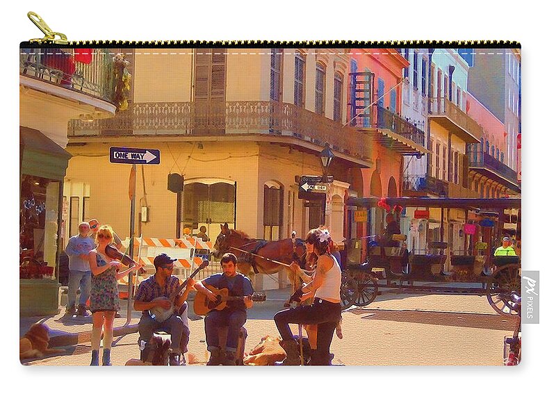 City Zip Pouch featuring the photograph French Quarter Day by Kathy Bassett