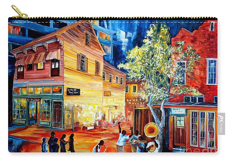 New Orleans Zip Pouch featuring the painting Frenchmen Street Funk by Diane Millsap