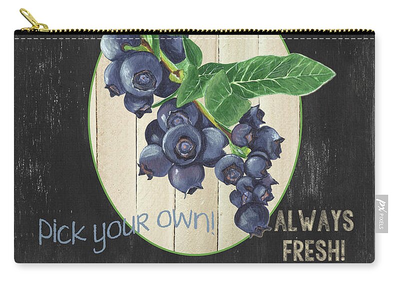Blueberries Zip Pouch featuring the painting Fresh Berries 1 by Debbie DeWitt