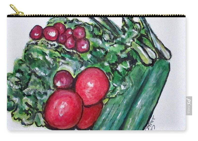 Vegetables Zip Pouch featuring the painting Freshly Uncut Salad by Clyde J Kell