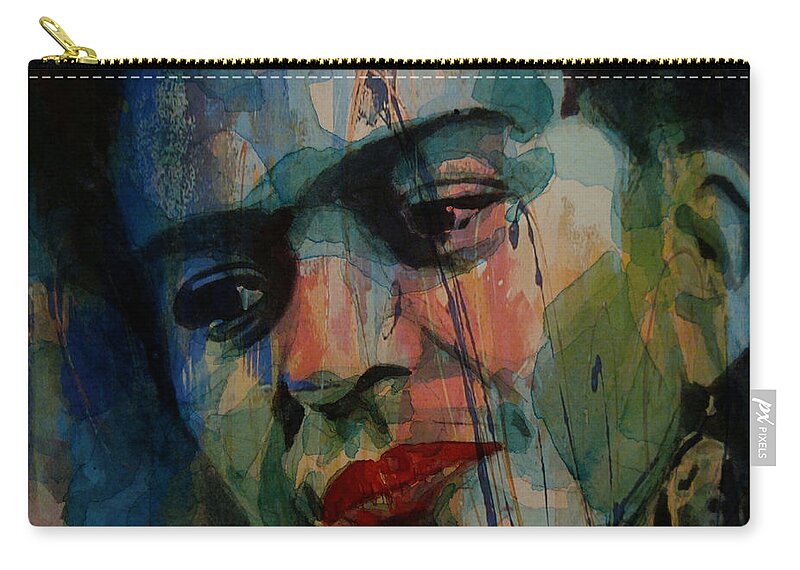 Frida Kahlo Zip Pouch featuring the painting Frida Kahlo Colourful Icon by Paul Lovering