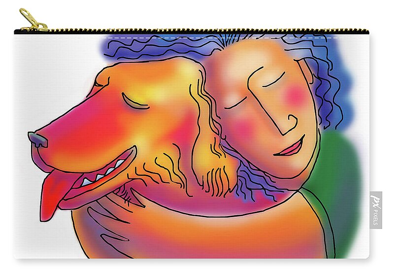 Dogs Zip Pouch featuring the drawing Friends by Angela Treat Lyon