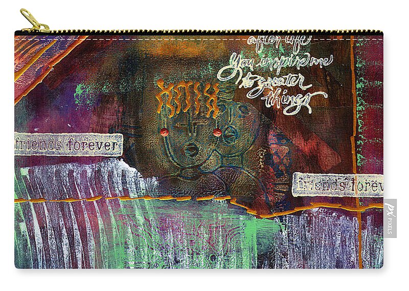 Friends Zip Pouch featuring the mixed media Friends Forever by Angela L Walker