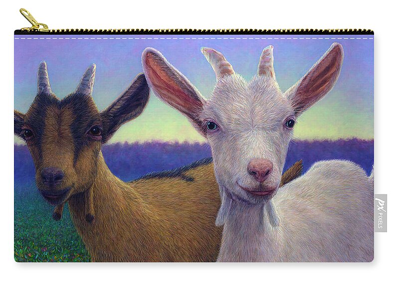 Goats Zip Pouch featuring the painting Friends by James W Johnson