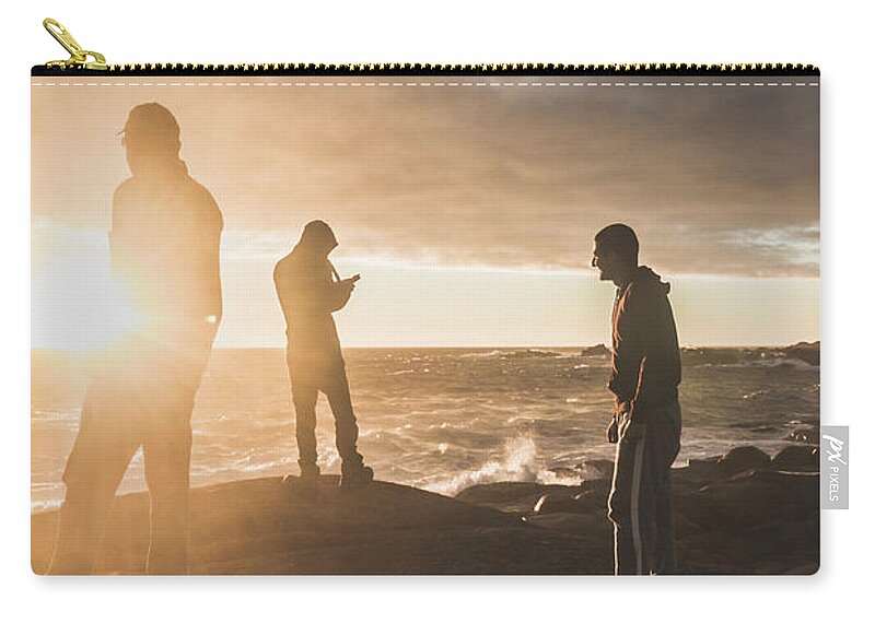 Australian Zip Pouch featuring the photograph Friends on sunset by Jorgo Photography