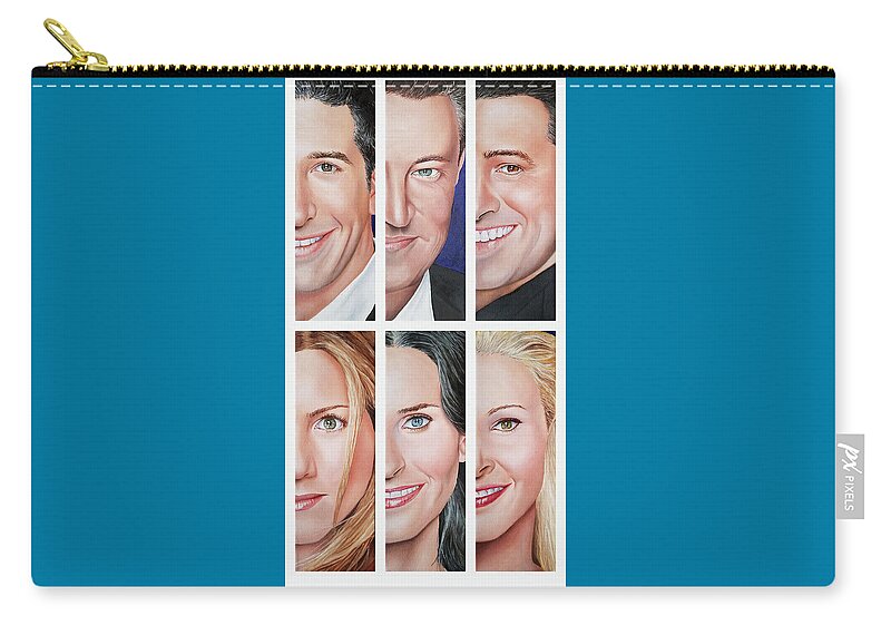 Friends Tv Show Zip Pouch featuring the painting Friends Set Two by Vic Ritchey