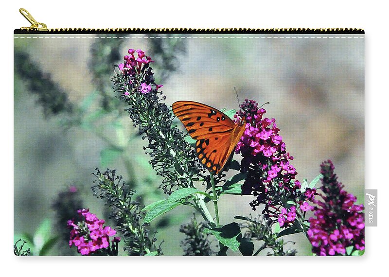 Nature Zip Pouch featuring the photograph Fritillary Finding Food by Kay Lovingood