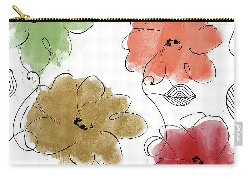 Flowers Zip Pouch featuring the painting Frivolous by Mindy Sommers