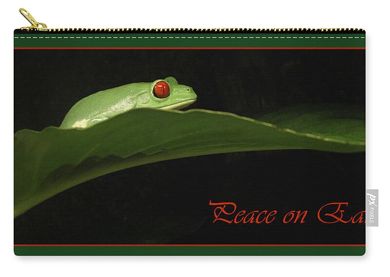 Holiday Zip Pouch featuring the photograph Frog Holiday Card and Mug by Nancy Griswold