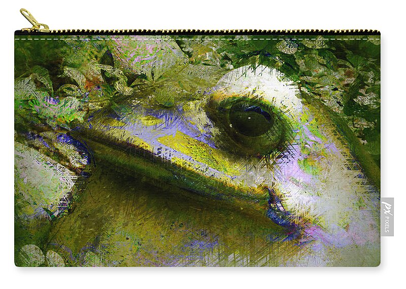 Frog Zip Pouch featuring the photograph Frog in the Pond by Lori Seaman