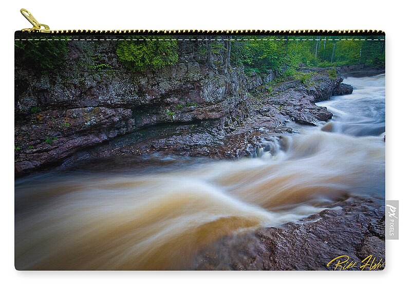 Flowing Zip Pouch featuring the photograph From the Top of Temperence River Gorge by Rikk Flohr