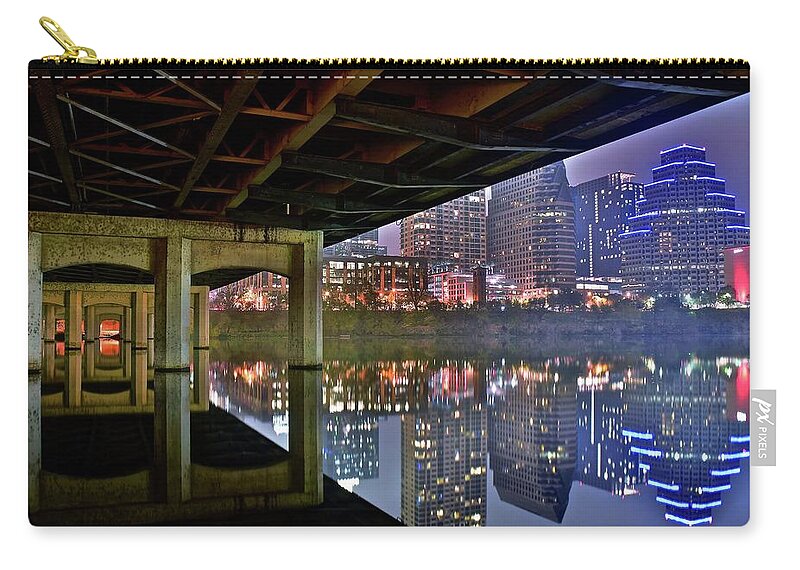 Austin Zip Pouch featuring the photograph From Under the Bridge in Austin by Frozen in Time Fine Art Photography