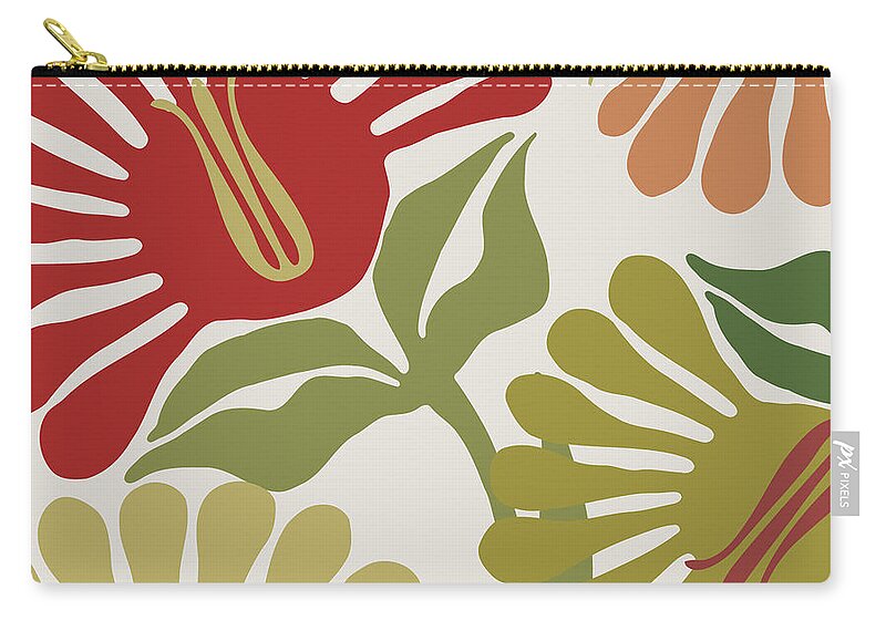 Flower Pattern Zip Pouch featuring the painting Frond Flowers by Mindy Sommers