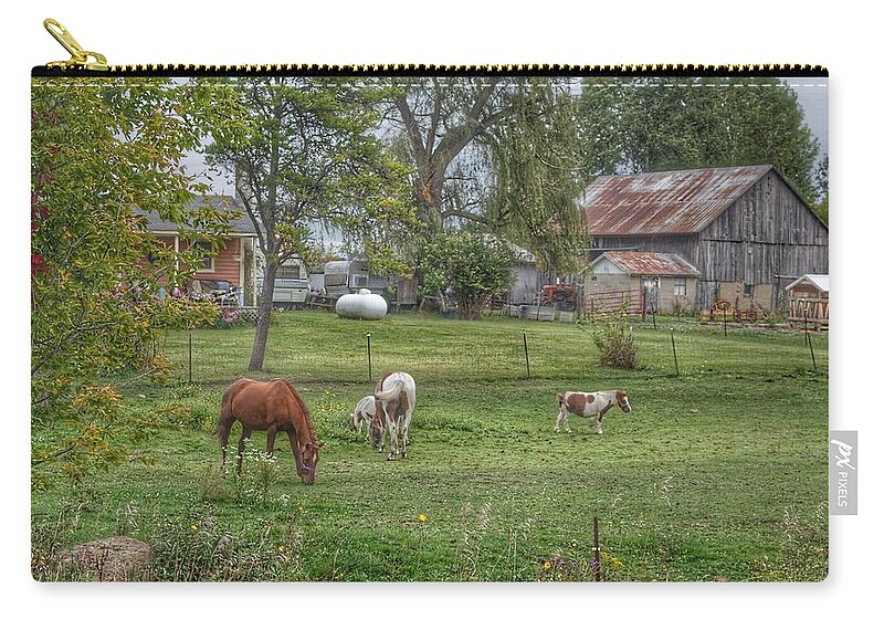 Horses Zip Pouch featuring the photograph 1008 - Front Yard Ponies by Sheryl L Sutter