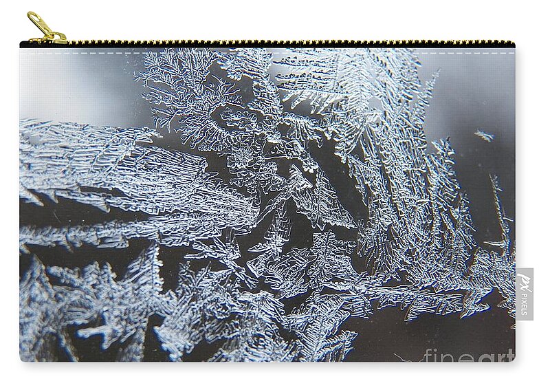 Frost Zip Pouch featuring the photograph Frost Branches by Corinne Elizabeth Cowherd