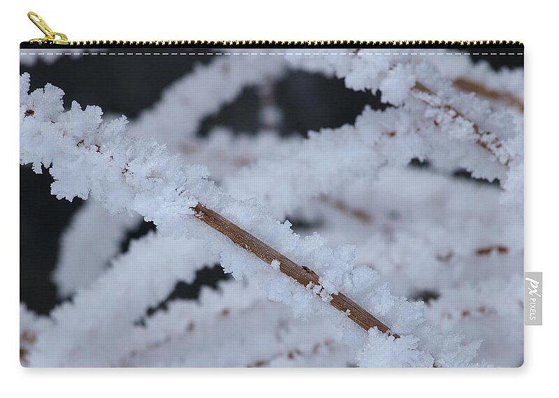 Frost Zip Pouch featuring the photograph Frosted Twigs by DeeLon Merritt