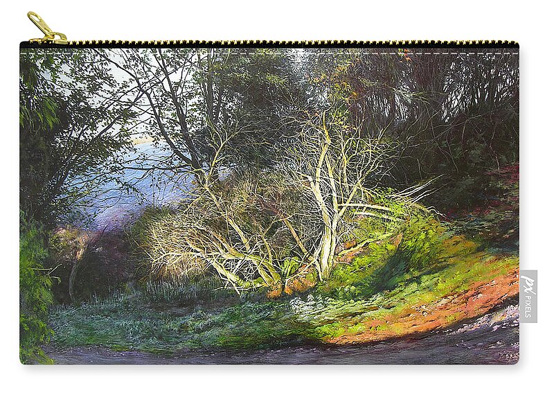 Landscape Zip Pouch featuring the painting Frosty Morning Near Nant Clwyd, North Wales by Harry Robertson