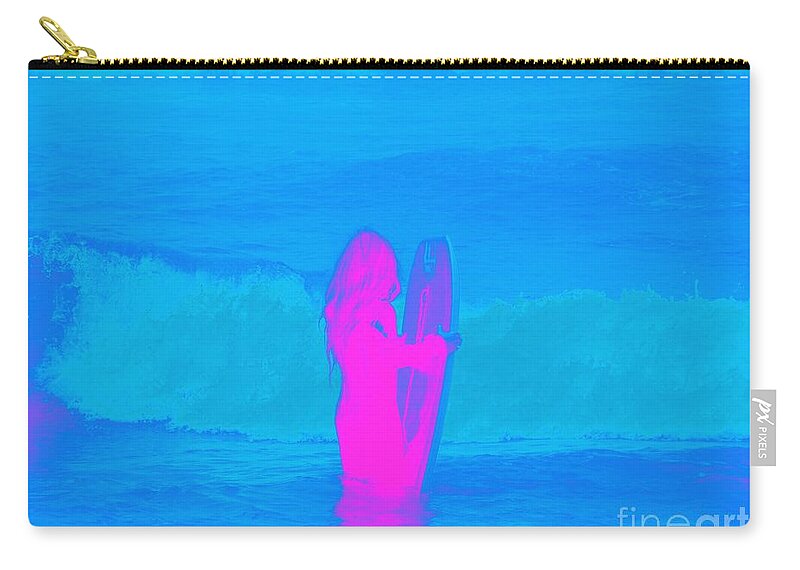 Bodyboarding Zip Pouch featuring the photograph Frothing Neon by Leah McPhail