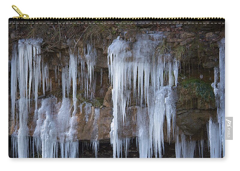 Ice Zip Pouch featuring the photograph Frozen by Ester McGuire