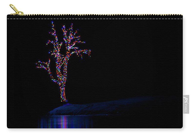 Lights Zip Pouch featuring the photograph Frozen Lights Across The Lake by Mark Harrington