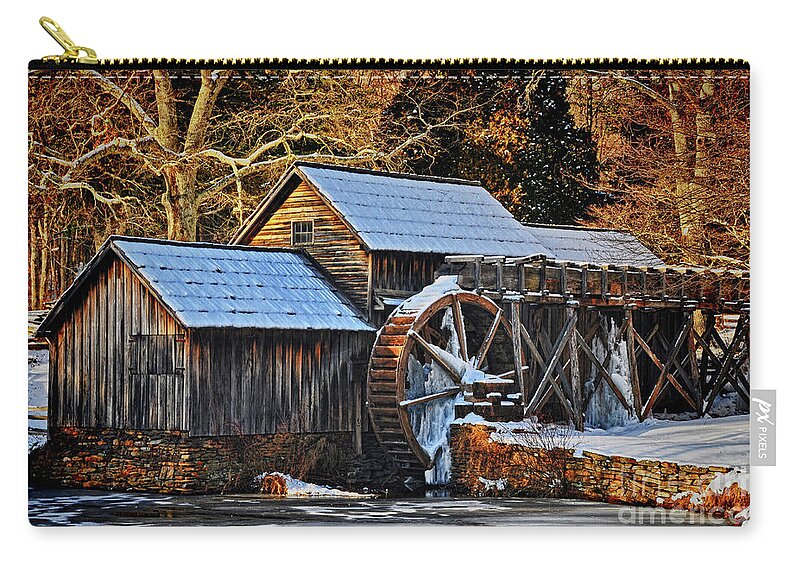 Mill Zip Pouch featuring the photograph Frozen Mill by Randy Rogers