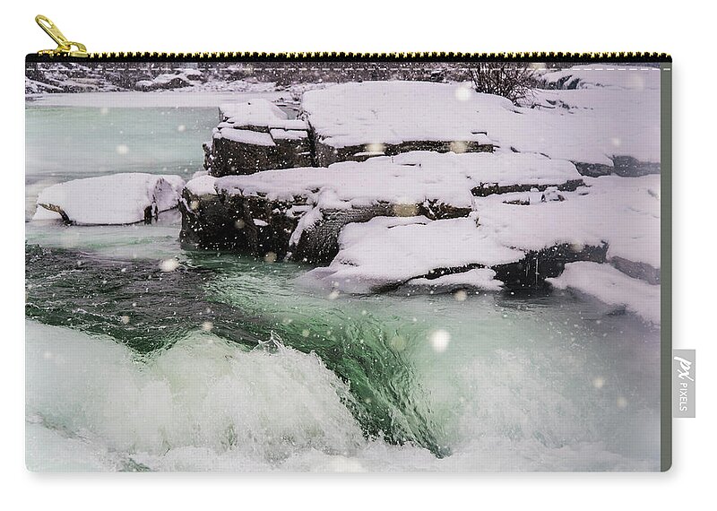 River Zip Pouch featuring the photograph Frozen Falls by Alex Lapidus
