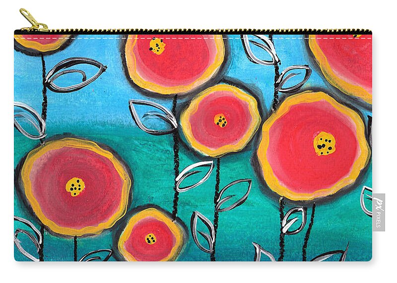 Flowers Zip Pouch featuring the painting Fruit Flower by Abril Andrade