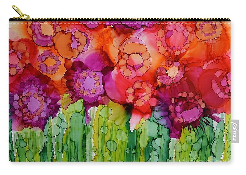 Alcohol Ink Zip Pouch featuring the painting Full Bloom by Beth Kluth