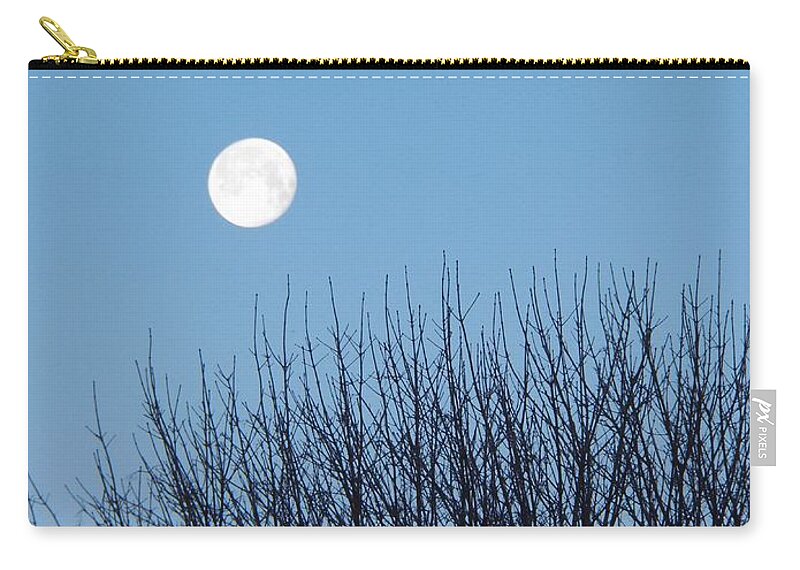 Skyscape Zip Pouch featuring the photograph Full Moon at Dawn by Corinne Elizabeth Cowherd