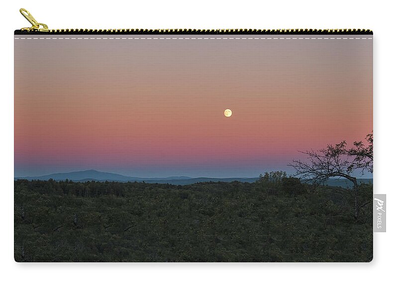 Sunset Lake Road West Brattleboro Vermont Carry-all Pouch featuring the photograph Full Moon Horizon by Tom Singleton