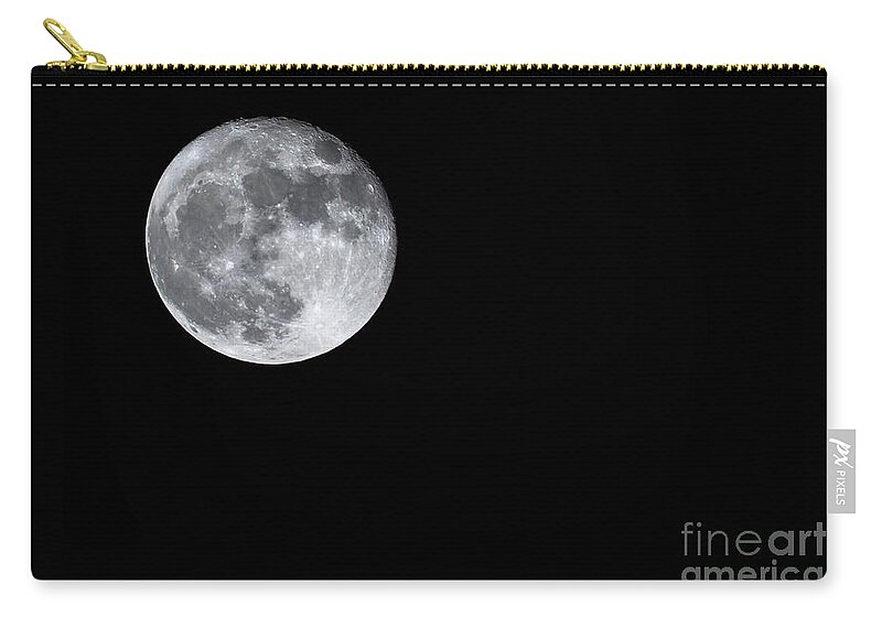 Astronomy Zip Pouch featuring the photograph Full Moon Left by Benny Marty