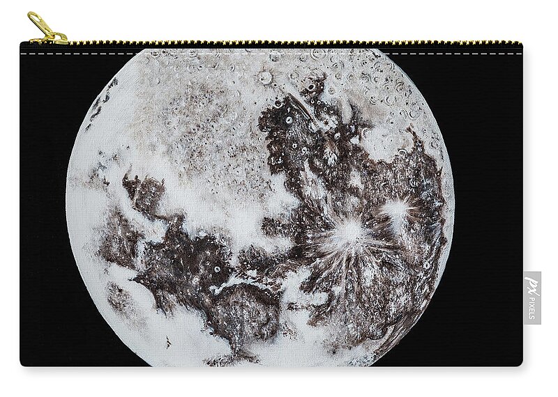 Moon Zip Pouch featuring the painting Full Moon by Neslihan Ergul Colley