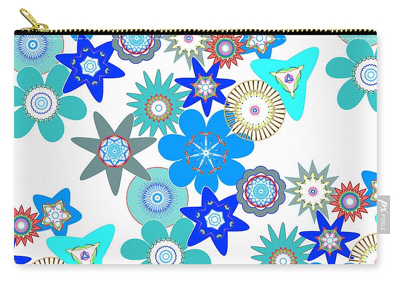 Funky Flower Pattern Zip Pouch featuring the digital art Funky Flower Pattern by Two Hivelys