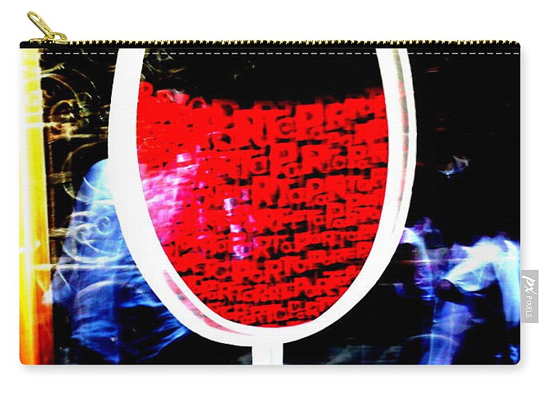 Red Zip Pouch featuring the photograph Funky French Red Wine Glass by Funkpix Photo Hunter