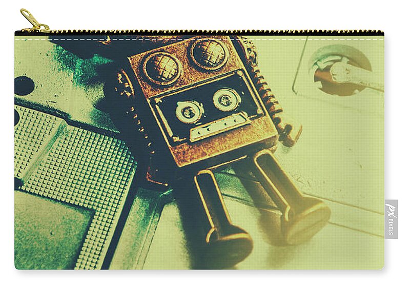 Mixtape Zip Pouch featuring the photograph Funky mixtape robot by Jorgo Photography