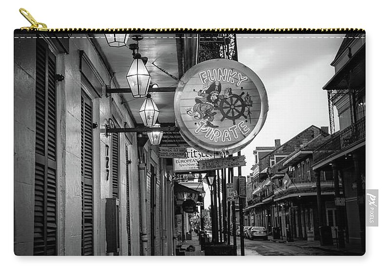 Chrystal Mimbs Zip Pouch featuring the photograph Funky Pirate In Black and White by Greg and Chrystal Mimbs