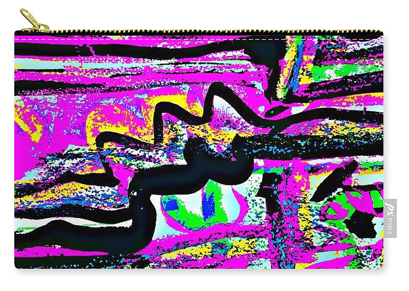 Katerina Stamatelos Zip Pouch featuring the painting Funky Pop-1 by Katerina Stamatelos