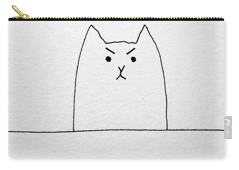 Funny Zip Pouch featuring the drawing Funny cute slogan doodle cat by Debbie Criswell